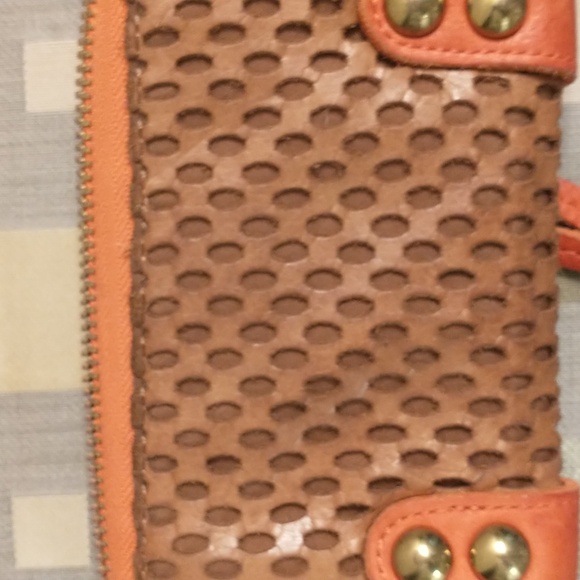 Linea Pelle Leather Wallet Brown & Orange - Picture 8 of 10